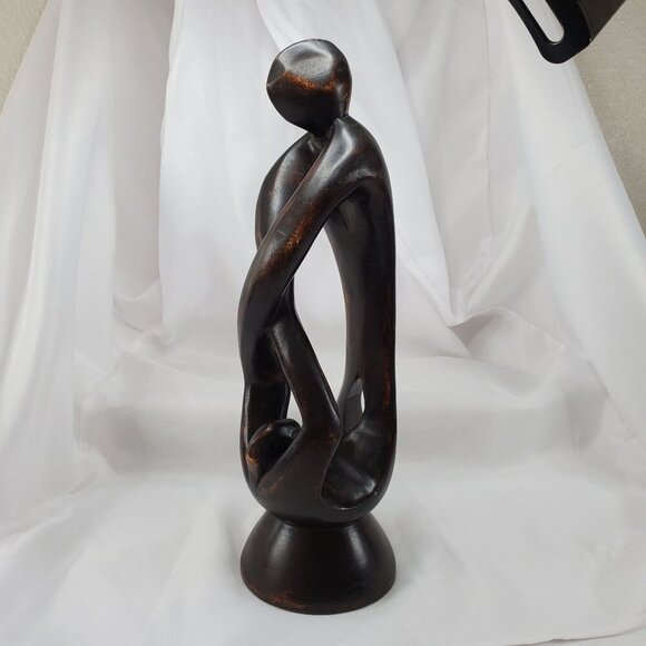 VTG Impressionist Ironwood Abstract Human Sculpture Handmade From Ghana 13.25" - Picture 6 of 14